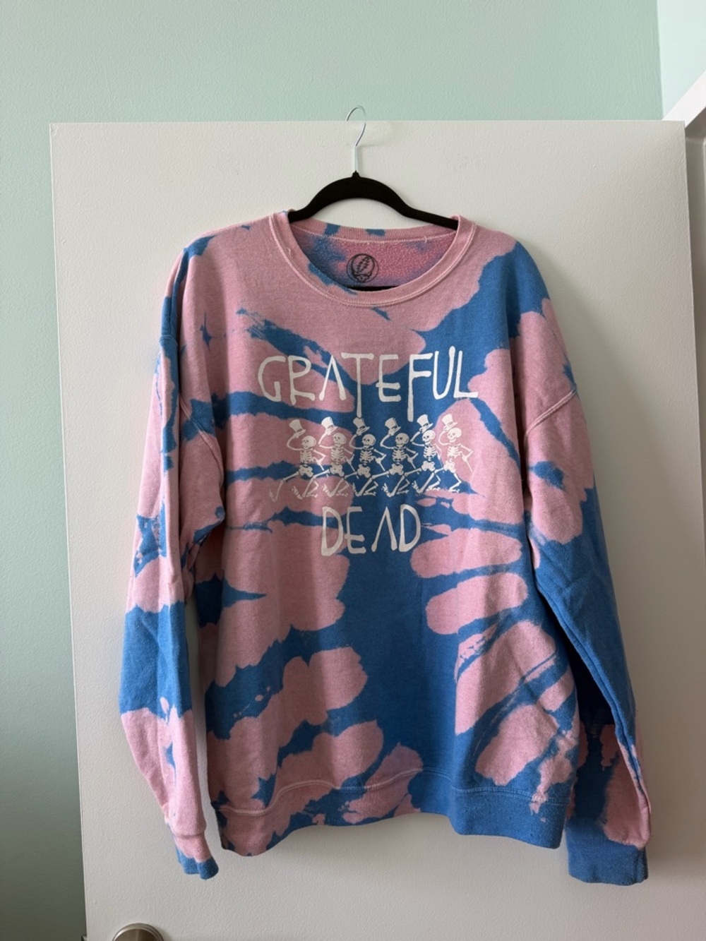 Grateful Dead Tie-Dye Crewneck Sweatshirt - Blue & Pink - Picture 2 of 6